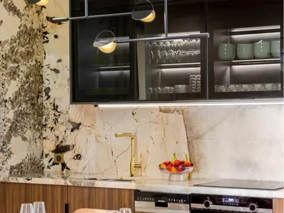 Cuisine ou kitchenette dans l'établissement Merveil - Signature Suite -Tour Eiffel-Grenelle II