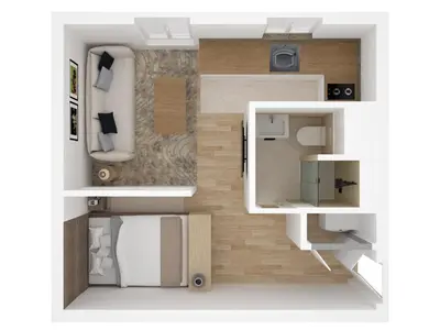 Cuisine ou kitchenette dans l'établissement Lovely Studio