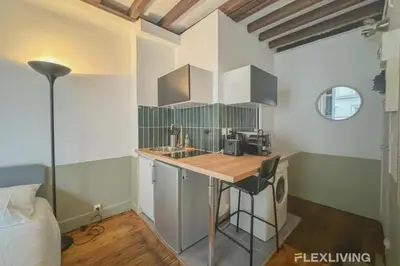 Cuisine ou kitchenette dans l'établissement Flexliving - Studio - Échiquier