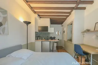 Cuisine ou kitchenette dans l'établissement Flexliving - Studio - Échiquier