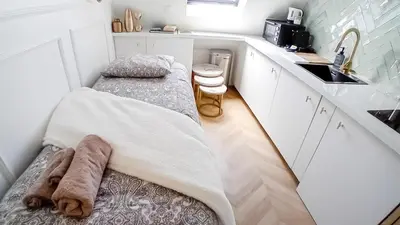 Un ou plusieurs lits dans un hébergement de l'établissement Le Mini Nest - Coeur de Paris - Trocadéro -Tour Eiffel