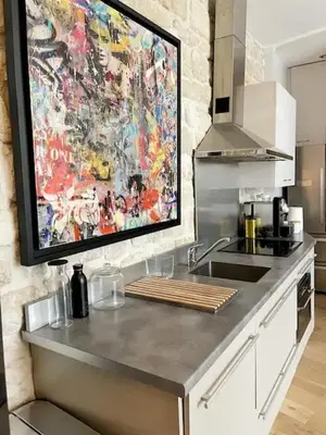 Cuisine ou kitchenette dans l'établissement Contemporary apartment 150 meters from Place Victor Hugo Paris 16