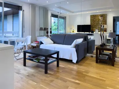 Coin salon dans l'établissement PenBed -1BR - Proche Champs Elysées