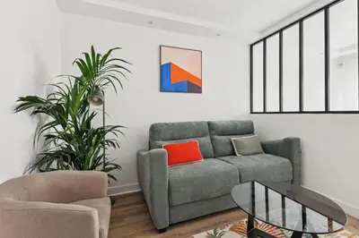 Coin salon dans l'établissement Appartement élégant et design