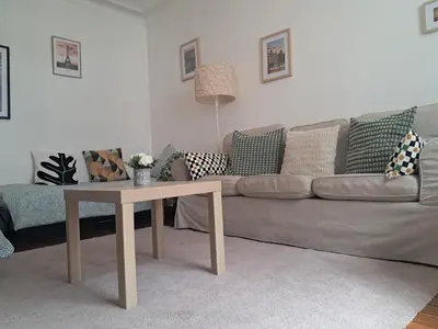 Coin salon dans l'établissement Charmant Nice appartement 5 personnes people max