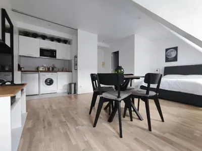 Cuisine ou kitchenette dans l'établissement Paris Apartment Near Arc de Triomphe and Shopping