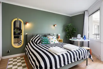 Un ou plusieurs lits dans un hébergement de l'établissement Lila Home - Confortable studio in Paris