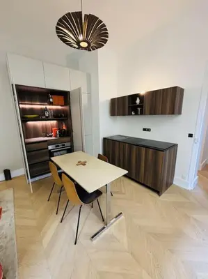 Cuisine ou kitchenette dans l'établissement Modern apt Canal st Martin