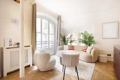 Coin salon dans l'établissement Pick A Flat's Apartements with services in Louvre - Rue des Halles