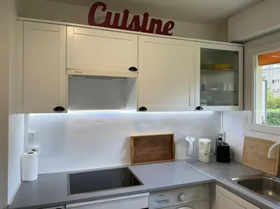 Cuisine ou kitchenette dans l'établissement Superbe appartement avec belle vue jardin