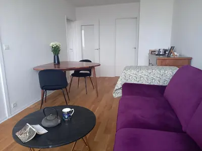 Coin salon dans l'établissement Vue imprenable sur Paris