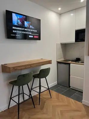 Cuisine ou kitchenette dans l'établissement Charmant Studio aux portes de Paris
