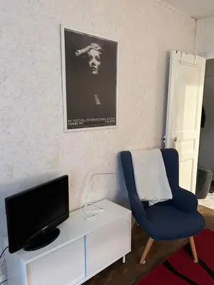 Télévision ou salle de divertissement dans l'établissement Montmartre joli 2 pièces au pied du Sacré Coeur