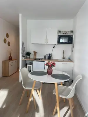 Cuisine ou kitchenette dans l'établissement Cozy Studio Heart of La Défense - 10 min to Paris