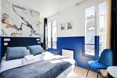 Un ou plusieurs lits dans un hébergement de l'établissement Studio Cosy for 2P with A-C - Near Montmartre