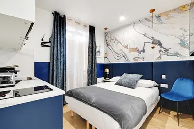 Un ou plusieurs lits dans un hébergement de l'établissement Charming Studio - 2P with AC Near Montmartre