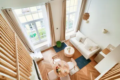 Coin salon dans l'établissement Belle epoque - Magnifique duplex avec mezzanine pour 4