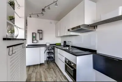 Cuisine ou kitchenette dans l'établissement Studio Avec vue Panoramique Paris 11