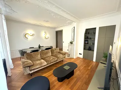 Coin salon dans l'établissement Parisian Luxury Style - Heart of Montparnasse