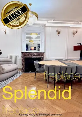 Cuisine ou kitchenette dans l'établissement Appartement devant la Tour Eiffel et Seine