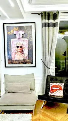 Coin salon dans l'établissement Appartement devant la Tour Eiffel et Seine