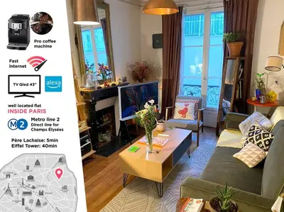 Télévision ou salle de divertissement dans l'établissement Nice and cosy apartment Ménilmontant