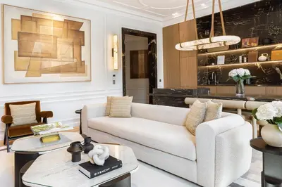 Coin salon dans l'établissement TheLander - Serviced Apartment in Champs Elysées