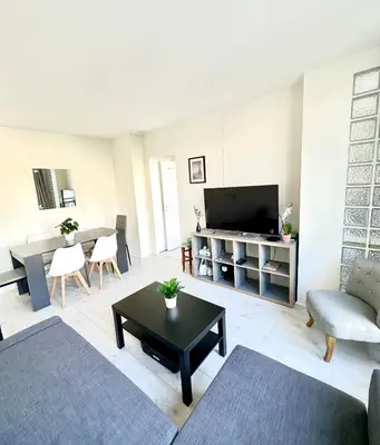 Télévision ou salle de divertissement dans l'établissement Appart ensoleillé à Boulogne Billancourt