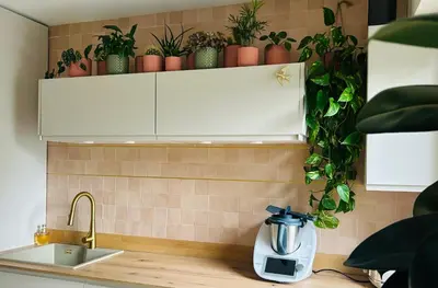 Cuisine ou kitchenette dans l'établissement Les Chambres de David