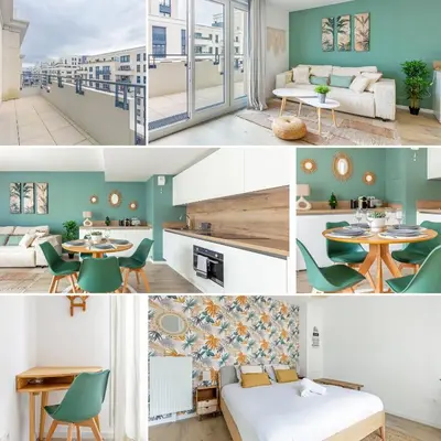Cuisine ou kitchenette dans l'établissement Refuge Naturel au Cœur des Docks by So Homy - 1 Bed Room 4 PAX