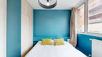 Un ou plusieurs lits dans un hébergement de l'établissement Bluestay 85 - Superbe appartement à Paris