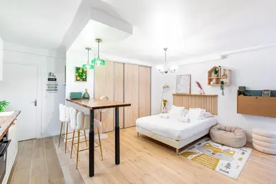 Un ou plusieurs lits dans un hébergement de l'établissement GuestReady - Studio près de République pour Deux