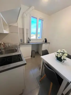 Cuisine ou kitchenette dans l'établissement Studio confortable proche Paris