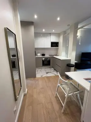 Cuisine ou kitchenette dans l'établissement Charmant Appartement Alésia