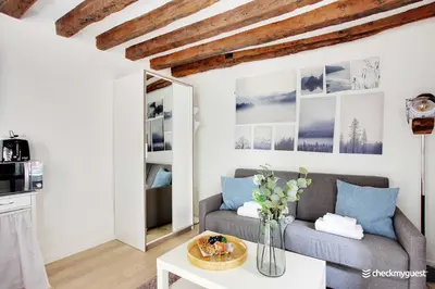 Coin salon dans l'établissement Cozy studio 2P - Rue Mouffetard