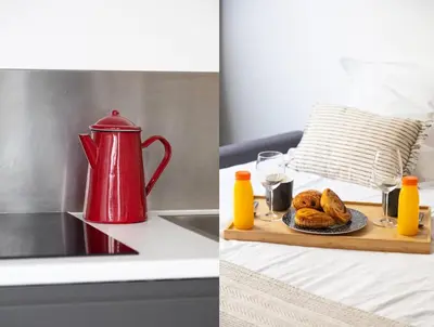 Un ou plusieurs lits dans un hébergement de l'établissement Bluestay 150 - Charmant appartement à Paris