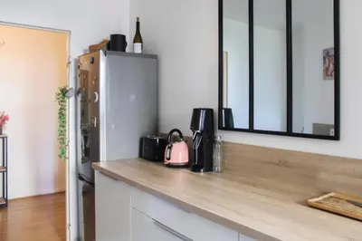 Cuisine ou kitchenette dans l'établissement 1 bedroom apartment with garden