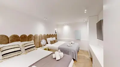 Un ou plusieurs lits dans un hébergement de l'établissement Bluestay 191 - Charmant appartement à Paris