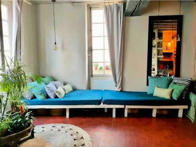 Coin salon dans l'établissement Appartement île Saint-Louis