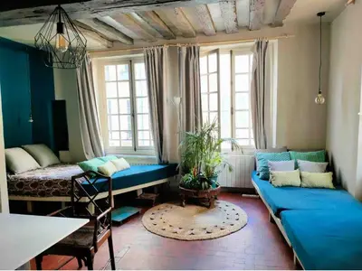 Coin salon dans l'établissement Appartement île Saint-Louis