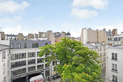 Vue générale sur Paris ou vue de la ville depuis l'appartement