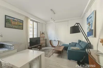 Coin salon dans l'établissement Flexliving - T2 - Servan