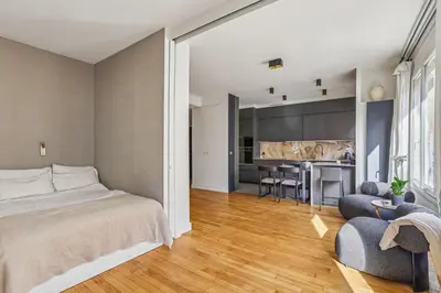 Un ou plusieurs lits dans un hébergement de l'établissement Luxury apartment Saint- Germain-des-Prés Jardin Luxembourg