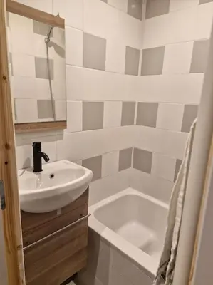 Salle de bains dans l'établissement Studio meublé