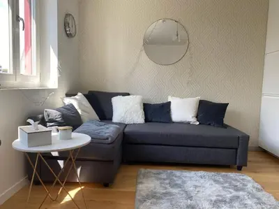 Coin salon dans l'établissement Charmant perchoir plein sud à Boulogne !