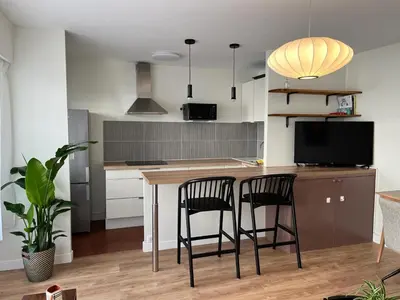 Cuisine ou kitchenette dans l'établissement Bel appartement Ouest Parisien