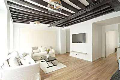 Télévision ou salle de divertissement dans l'établissement Stylish Two-Bedroom Apartment in Saint-Germain