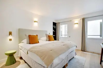 Un ou plusieurs lits dans un hébergement de l'établissement Superb apartment with AC - 1BR-2P - Arts et Métier