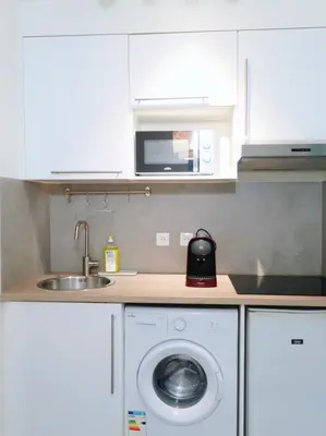 Cuisine ou kitchenette dans l'établissement Chic & Modern Studio in Centre Paris Rambuteau
