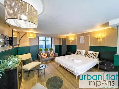 Un ou plusieurs lits dans un hébergement de l'établissement Urban Flat 31 - Charming Triplex in Paris